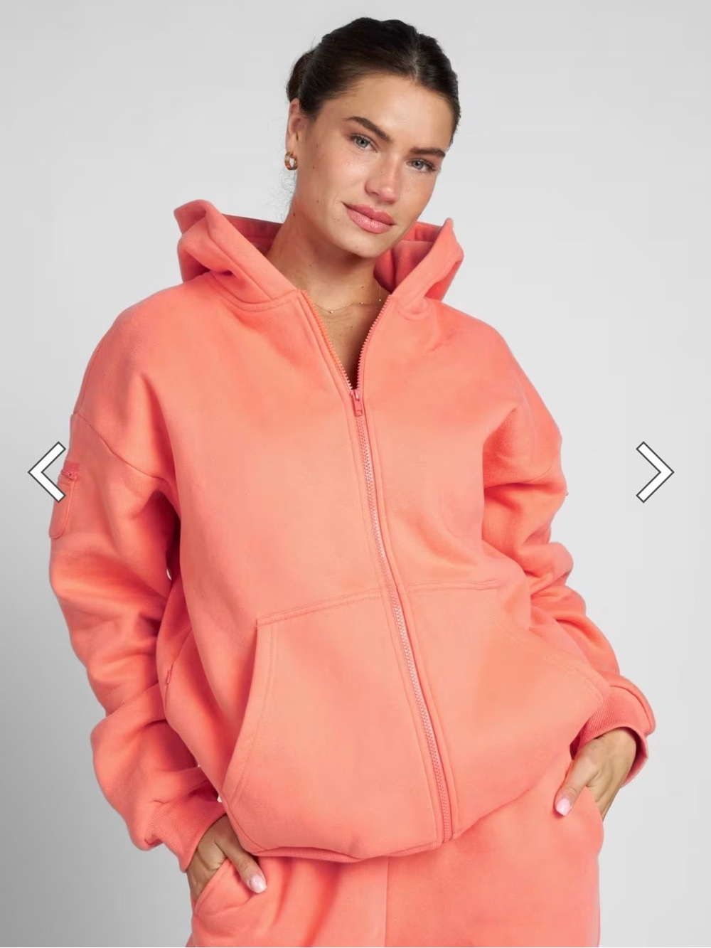 Women's Coral Zip-Up Hoodie - Picture 1 of 12